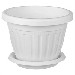 Кашпо ООО КЗНМ сильвер эко с блюдцем d 33, объём 11,9л белый - фото 16491140