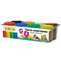 Тесто-пластилин для лепки СУПЕР ПЛАСТИЧНОЕ, 8 цветов, 400 г, крышки-штампики, BAMBOX (БАМБОКС), 107248 - фото 16495022
