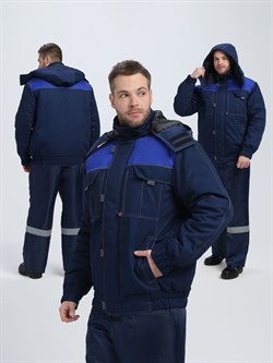 Куртка зимняя укороченная Флофт Премиум (тк.Смесовая,240), т.синий/васильковый/серый - фото 16559665