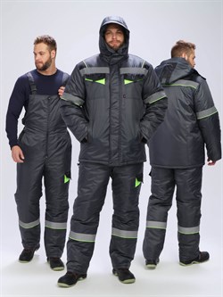 Костюм зимний Ховард (тк.OxLine) п/к, т.серый/черный/лимонный - фото 16559770