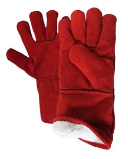 Краги спилковые утепленные (иск.мех) красные - фото 16560242