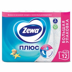 Бумага туалетная 2-х слойная 12 рулонов (12х23 м), СВЕЖЕСТЬ ОКЕАНА, ZEWA Plus, 144136 - фото 16561940