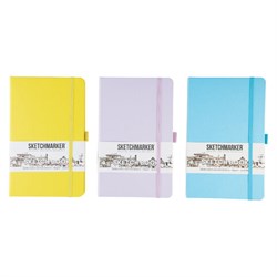 Скетчбук, слоновая кость, 140 г/м2, 130х210 мм, 80 л., КОЖЗАМ, резинка, SKETCHMARKER, 3 цвета ПАСТЕЛЬ, 2972, 23142972OFM - фото 16562052