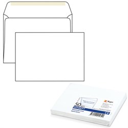 Конверты С6 (114х162 мм), клей, 80 г/м2, КОМПЛЕКТ 50 шт., внутренняя запечатка, 200.50 - фото 16562102