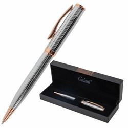 Ручка подарочная шариковая GALANT "Epsilon", корпус серебро, детали розовое золото, узел 0,7 мм, линия письма 0,5 мм, синяя, 144171 - фото 16562333