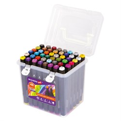 Маркеры для скетчинга двусторонние BRAUBERG ART DEBUT "BLACK", НАБОР 48 шт., пластиковый кейс, 152130 - фото 16562467