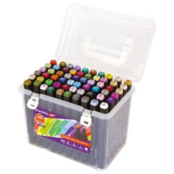 Маркеры для скетчинга двусторонние BRAUBERG ART DEBUT "BLACK", НАБОР 60 шт., пластиковый кейс, 152131 - фото 16562468