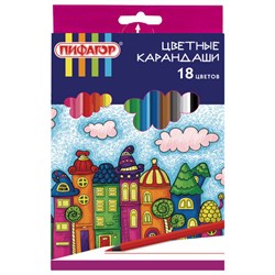 Карандаши цветные ПИФАГОР "СКАЗОЧНЫЙ ГОРОД", 18 цветов, шестигранные, 181584 - фото 16562579