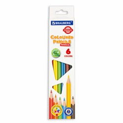 Карандаши цветные BRAUBERG PREMIUM, 6 цветов, трехгранные, грифель 3 мм, 181660 - фото 16562584