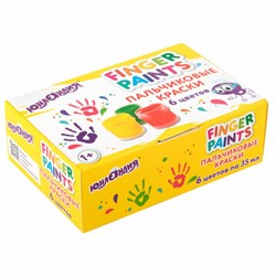 Краски пальчиковые для малышей от 1 года, классические цвета, 6 по 35 мл, ЮНЛАНДИЯ, 192567 - фото 16562737