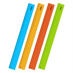 Линейка пластиковая 30 см ПИФАГОР, неоновая, ассорти, 210838 - фото 16562845