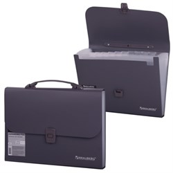Папка-портфель пластиковая BRAUBERG А4 (327х254х30 мм), 13 отделений, серая, 221438 - фото 16562862