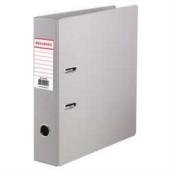 Папка-регистратор BRAUBERG с двухсторонним покрытием из ПВХ, 70 мм, серая, 222656 - фото 16562897