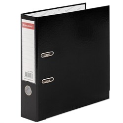 Папка-регистратор, покрытие пластик, 75 мм, ПРОЧНАЯ, с уголком, BRAUBERG, черная, 226595 - фото 16562979