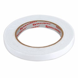 Клейкая двухсторонняя лента 12 мм х 5 м, НА ВСПЕНЕННОЙ ОСНОВЕ, 1 мм, прочная, BRAUBERG, 227269 - фото 16563005