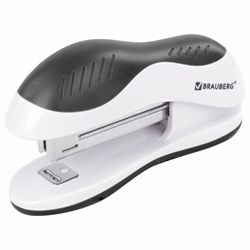Степлер №10 BRAUBERG "JET", до 15 листов, эргономичный, бело-черный, 228581 - фото 16563066