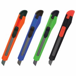 Нож канцелярский 9 мм STAFF "Basic", фиксатор, цвет корпуса ассорти, упаковка с европодвесом, 230484 - фото 16563138