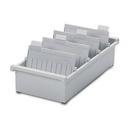 Картотека пластиковая ФОРМАТ А5 (210х148 мм) горизонтальная на 1300 карт, серая, HAN (Германия), НА955/0/11 - фото 16563154