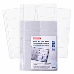 Папки-файлы на 20 визиток BRAUBERG, КОМПЛЕКТ 10 шт., А4 (210х297 мм), перфорированные, ПВХ 120 мкм, 231831 - фото 16563171