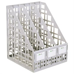 Лоток вертикальный для бумаг (250х245х295 мм), 3 отделения, сетчатый, сборный, серый, ЛТВ-63719 - фото 16563206