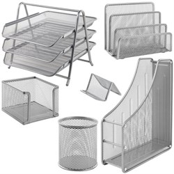 Настольный набор BRAUBERG "Germanium", 6 предметов, серебро, металл, 237986 - фото 16563391