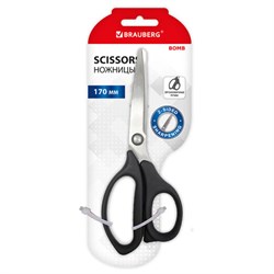 Ножницы BRAUBERG "BOMB", 170 мм, графитовый цвет, 2-сторонняя заточка, эргономичные, 238857 - фото 16563483
