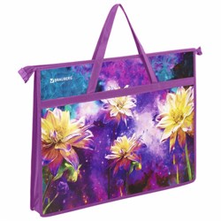 Папка для рисунков и чертежей с ручками BRAUBERG А3, пластик, молния сверху, "Flowers", 270146 - фото 16563550