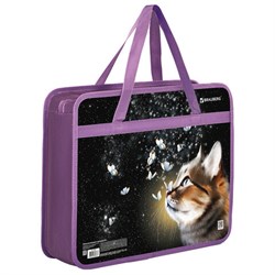 Папка на молнии с ручками BRAUBERG А4, 1 отделение, пластик, 80 мм, "Dream cat", 270868 - фото 16563580