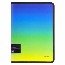 Папка объемная на молнии пластиковая BRAUBERG GRADE, А4, 330х240мм, 600мкм, зелено-голубой градиент, 271974 - фото 16563674