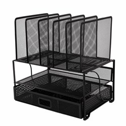 Органайзер многосекционный металлический BRAUBERG "Germanium", 335х228х335 мм, черный, 272474 - фото 16563758