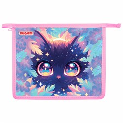 Папка для тетрадей ПИФАГОР А5, 1 отделение, пластик, на молнии, "Magic kitty", 273327 - фото 16563942