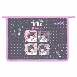 Папка для тетрадей ЮНЛАНДИЯ А4, 1 отделение, пластик, на молнии, "Anime dreamer", 273349 - фото 16563952