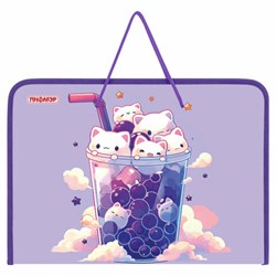 Папка для труда на молнии с ручками ПИФАГОР А4, 1 отделение, пластик, органайзер, "Bubble tea", 273387 - фото 16563975