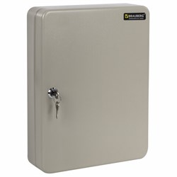 Шкафчик (Ключница) на 140 ключей BRAUBERG, 370х280х80 мм, с замком, +140 брелоков, серый, 290340 - фото 16564114