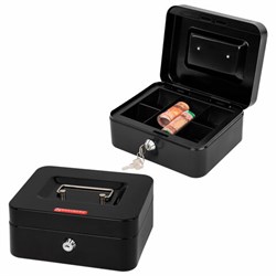 Ящик для денег, ценностей, документов, печатей, 90х160х200 мм, ключевой замок, черный, BRAUBERG, 291350 - фото 16564322