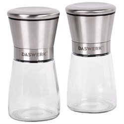 Мельница для специй, НАБОР 2 штуки, механические, нержавеющая сталь, DASWERK (ДАСВЕРК), 456628 - фото 16565999