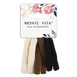 Резинки для волос НАБОР 6 шт., мягкие, большие, чёрный, коричневый, бежевый, MONTE VITA (МОНТЕ ВИТА), 457045 - фото 16566089