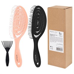 Расческа для волос массажная 22х7 см, НАБОР 2 шт. + щетка для чистки В ПОДАРОК, MONTE VITA (МОНТЕ ВИТА), 457435 - фото 16566151