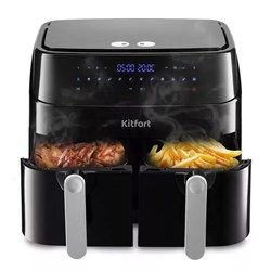 Аэрогриль KITFORT КТ-2250, 1750 Вт, 2х4,5 л, 12 программ, таймер, сенсорное управление, черный - фото 16566188