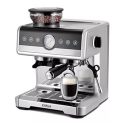 Кофейная станция KITFORT КТ-7413, 2250 Вт, объем 2,6 л, для зерен 220 г, ручной капучинатор, серая - фото 16566192
