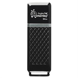 Флеш-диск 64 GB SMARTBUY Quartz USB 2.0, черный, SB64GBQZ-K - фото 16566294