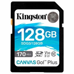 Карта памяти SDXC 128GB KINGSTON Canvas Go Plus, UHS-I U3, 170 Мб/с (class 10), SDG3/128GB - фото 16566328