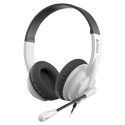 Наушники с микрофоном (гарнитура) A4TECH HU-10, проводные, 2 м, USB, черные с белым, 1611415 - фото 16566433