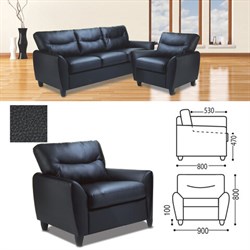 Кресло мягкое "Наполи", 800х900х800 мм, c подлокотниками, экокожа, черное - фото 16566453