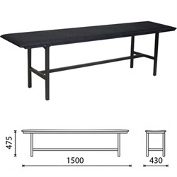 Банкетка без спинки "Берта", 1500х430х475 мм, усиленная, черный каркас, кожзам черный, разборная - фото 16566493