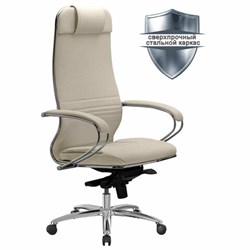 Кресло офисное МЕТТА "SAMURAI" KL-1, экокожа, бежевое - фото 16566512