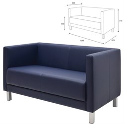 Диван мягкий двухместный "Атланта", "М-01", 1230х670х715 мм, c подлокотниками, экокожа, темно-синий - фото 16566544