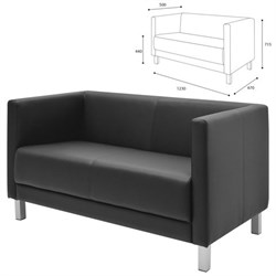 Диван мягкий двухместный "Атланта", "М-01", 1230х670х715 мм, c подлокотниками, экокожа, черный - фото 16566546