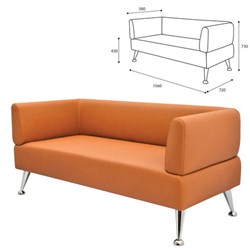 Диван мягкий трехместный "Норд", "V-700", 1560х720х730 мм, c подлокотниками, экокожа, оранжевый - фото 16566549