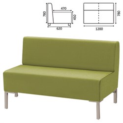 Диван мягкий двухместный "Хост" М-43, 1200х620х780 мм, без подлокотников, экокожа, светло-зеленый - фото 16566574